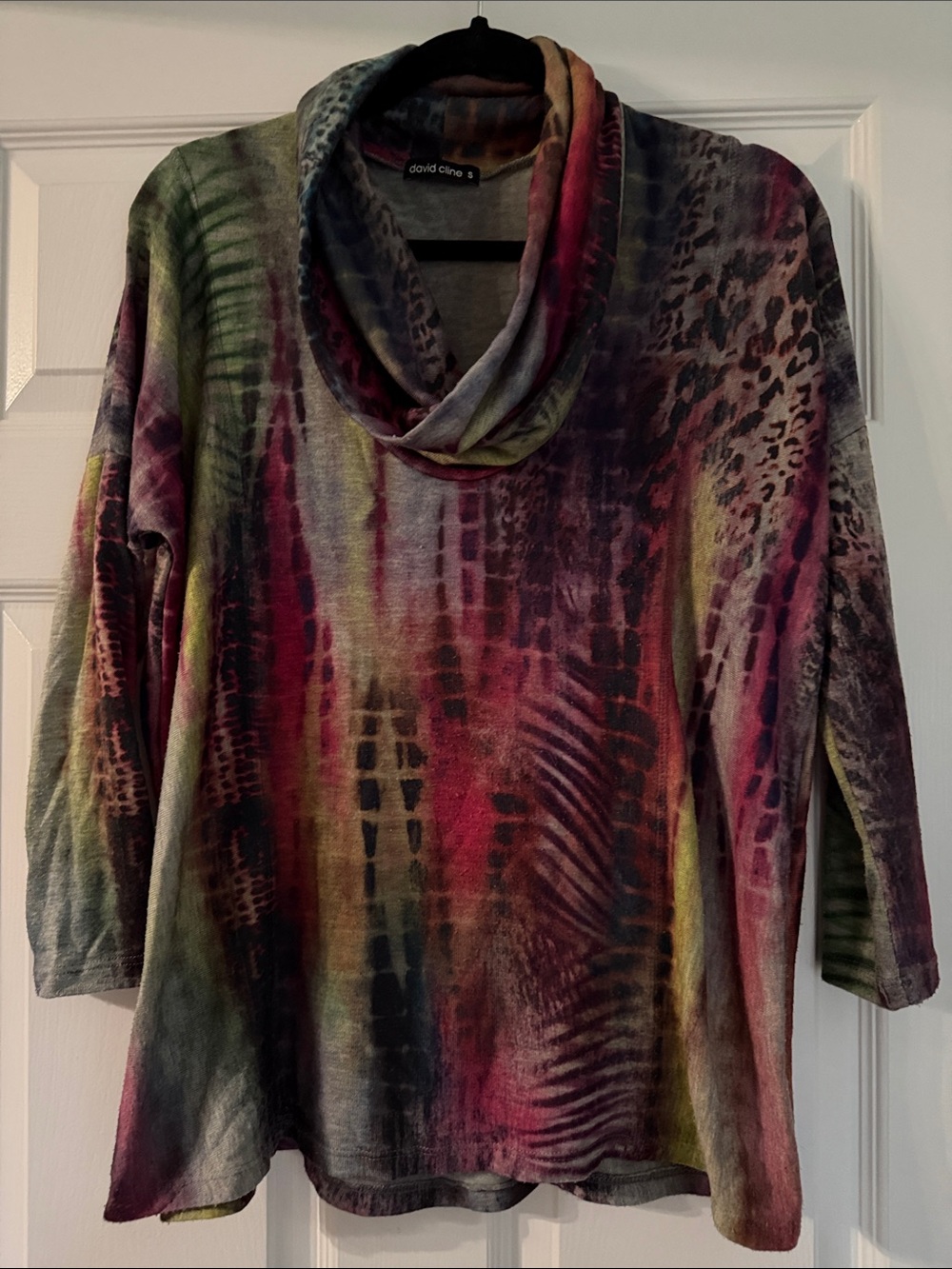 David Cline Multicolor Cowlneck Tunic Top